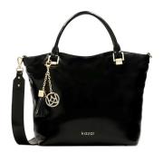 Grote casual leren handtas Kazar , Black , Dames