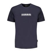 Blauw Kortemouw Logo Print T-shirt Napapijri , Blue , Heren