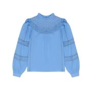 Blauwe Kant Blouse Paris Allure The New Society , Blue , Dames