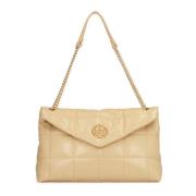 Gestikte patroon leren handtas Kazar , Beige , Dames