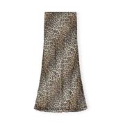 Leopard Print Chiffon Maxi Skirt Ganni , Brown , Dames