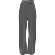 Grijze Wijde Pijp Broek Twill Weefsel Pinko , Gray , Dames