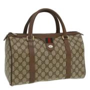 Pre-owned Leather travel-bags Gucci Vintage , Beige , Dames