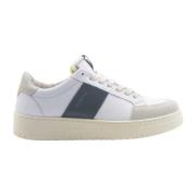 Witte Leren Sneakers Groene Streep Saint Sneakers , White , Heren