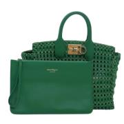 Pre-owned Leather handbags Salvatore Ferragamo Pre-owned , Green , Dam...