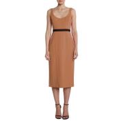 Bruine Mouwloze Crepe Jurk Pinko , Brown , Dames