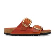 Oranje Leren Sandalen Birkenstock , Orange , Dames