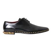 Zwarte leren gouden studs Derby schoenen Dolce & Gabbana , Black , Her...