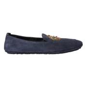 Blauwe Leren Crystal Crown Loafers Schoenen Dolce & Gabbana , Blue , H...