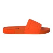 Oranje Rubberen Slides Sandalen Dolce & Gabbana , Orange , Heren