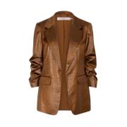 Metallic Crinkle Blazer Esqualo , Brown , Dames