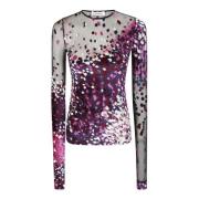 Jersey Top met Velvet Manchetten Lanvin , Multicolor , Dames