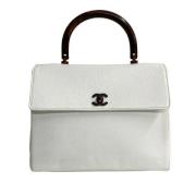 Pre-owned Leather handbags Chanel Vintage , White , Dames