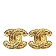 Pre-owned Metal earrings Chanel Vintage , Yellow , Dames