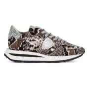 Leren Sneakers met Glitter Logo Philippe Model , Multicolor , Dames