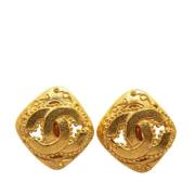 Pre-owned Metal earrings Chanel Vintage , Yellow , Dames