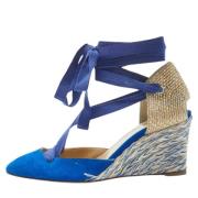 Pre-owned Raffia heels Christian Louboutin Pre-owned , Blue , Dames