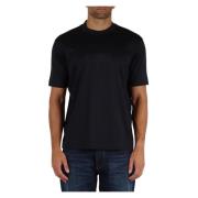 Logo Ingelegd Lyocell Katoen T-shirt Emporio Armani , Blue , Heren