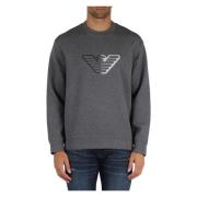 Katoenmix sweatshirt met voorlogo borduurwerk Emporio Armani , Gray , ...