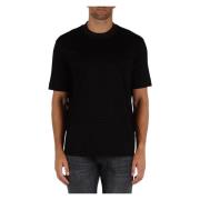 Logo Print Lyocell Cotton T-shirt Emporio Armani , Black , Heren