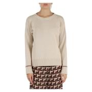 Cashmere Merino Crewneck Sweater Maliparmi , Beige , Dames