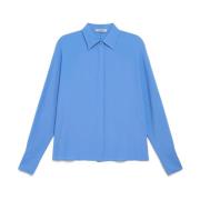 Vloeiende Crepe Blouse Maliparmi , Blue , Dames