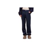 Midnight Blue Wol Gabardine Broek Ami Paris , Blue , Heren