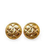 Pre-owned Metal earrings Chanel Vintage , Yellow , Dames