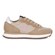 Sneakers van leer en stof met eco-leer details Sun68 , Beige , Dames