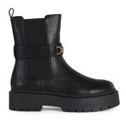 Platform Eco-Leren Laars met Logoplaat Twinset , Black , Dames