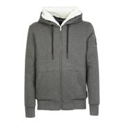 Grijs/Wit Logo Hoodie met Ritssluiting Moose Knuckles , Gray , Heren