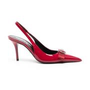 Rode Kalfsleren Slingback Hakken Versace , Red , Dames