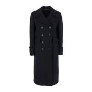 Zwarte dubbelrijige oversized jas Seafarer , Black , Dames