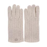 Witte Leren en Cashmere Handschoenen met Strass Agnona , White , Dames