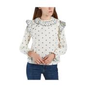 Geborduurde Ecru Katoenen Blouse met Gerimpelde Details The New Societ...