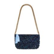 Stijlvolle Tweed Paillettes Pouch Maliparmi , Blue , Dames