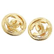 Pre-owned Metal earrings Chanel Vintage , Yellow , Dames