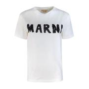 Witte T-shirt met voorlogo print Marni , White , Dames