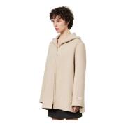 Zuivere wollen caban met capuchon en rits Massimo Alba , Beige , Dames