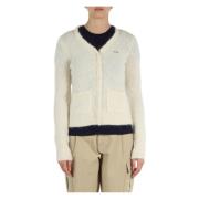 Alpaca Bouclè V-Neck Cardigan Sun68 , Beige , Dames