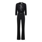 Zwart Gekruiste Jumpsuit met Gouden Detail Elisabetta Franchi , Black ...