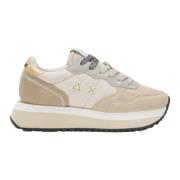 Casual Witte Platte Schoenen Sun68 , Beige , Dames