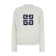 Witte trui met ronde hals en 4G-logo Givenchy , White , Dames