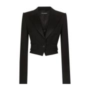 Zwarte Jackets met Peak Revers Dolce & Gabbana , Black , Dames