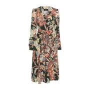 Bloemen Wrap Jurk Groen Etro , Multicolor , Dames