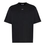 Geribbelde Crew-Neck Katoenen T-Shirt Off White , Black , Heren