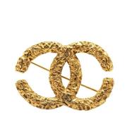 Pre-owned Metal brooches Chanel Vintage , Yellow , Dames