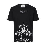 Logo Print Katoenen T-shirt Iceberg , Black , Heren