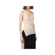 Beige Mouwloze Boothals Top Elisabetta Franchi , Beige , Dames