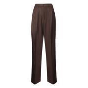 Bruine Wollen Broek met Plooien Magda Butrym , Brown , Dames